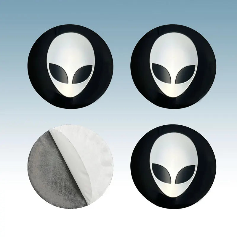 3D Alien Head Wheel Center Cap Stickers, 56mm 4-Pack - image 3