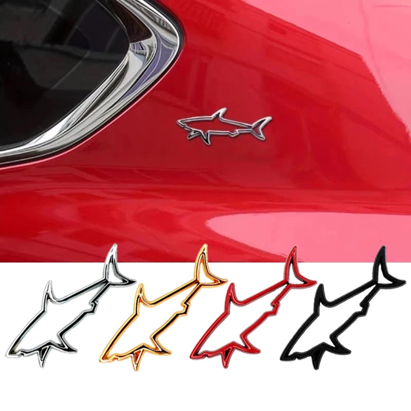 3D Shark Metal Car Sticker - Durable Hollow Vehicle Decal