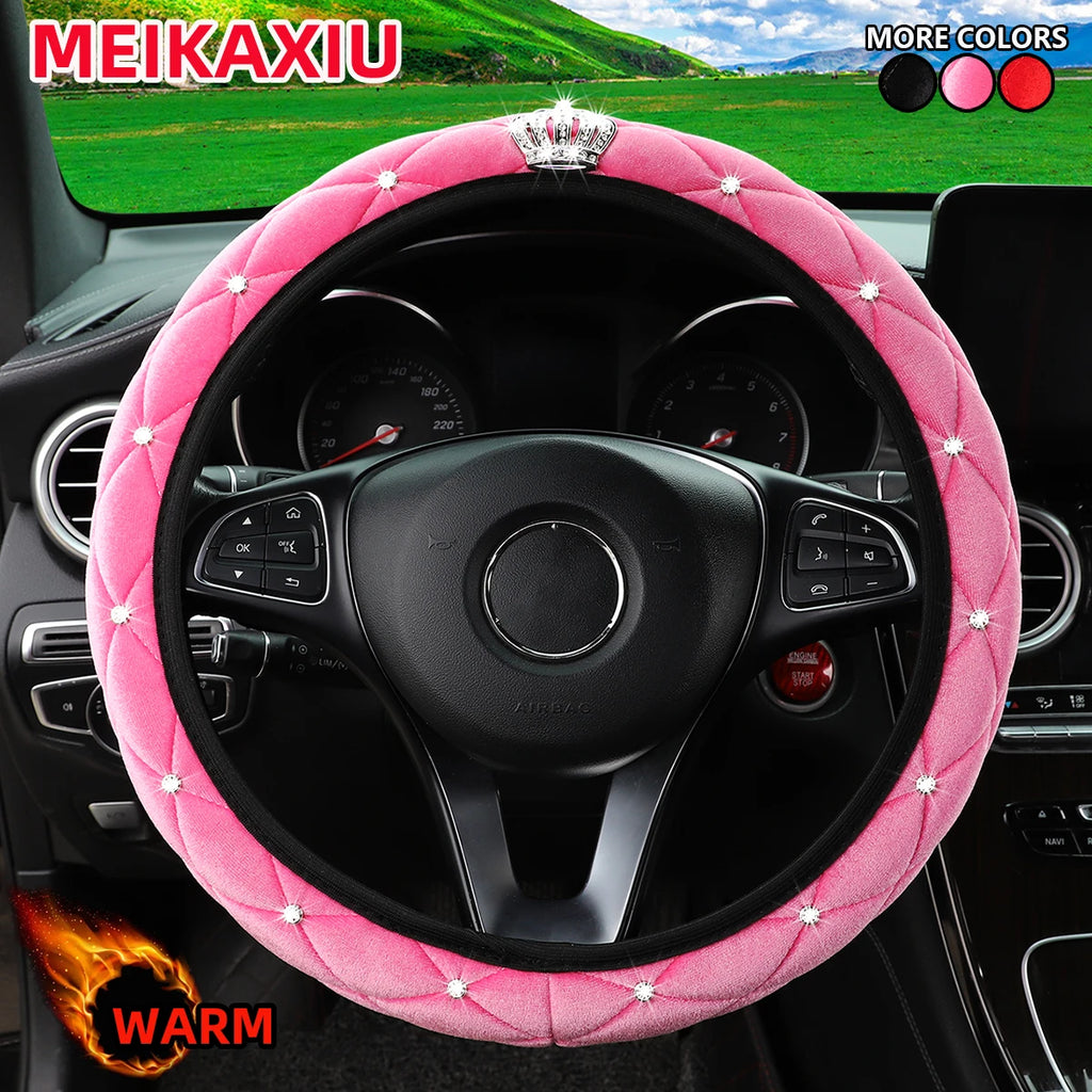 Fuzzy Bling Crown Steering Wheel Cover, No Inner Ring