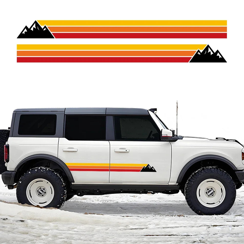 Retro Mountain Stripe Door Decals for Ford Bronco, 2 pcs