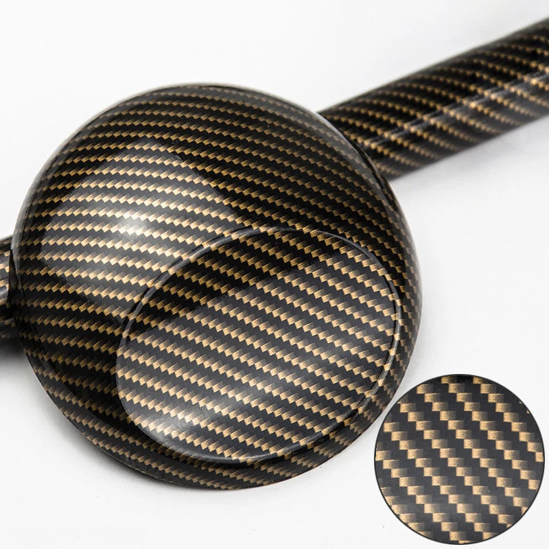 Carbon Fiber Vinyl Wrap – Glossy Black/Gold, Waterproof Car Sticker