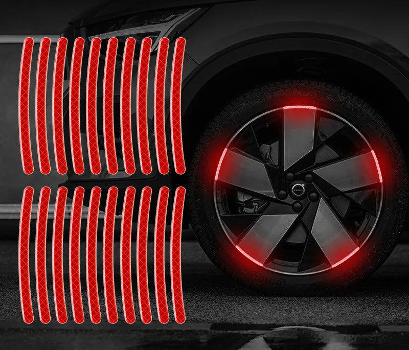 Reflective Stickers for Wheel Rims, Door Handles and Rear Bumper