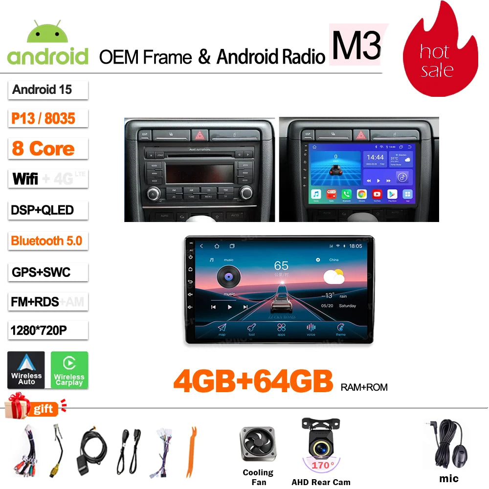 Android 16 9'' Car Radio for Audi A4/S4/RS4 2002-2009 CarPlay - image 15