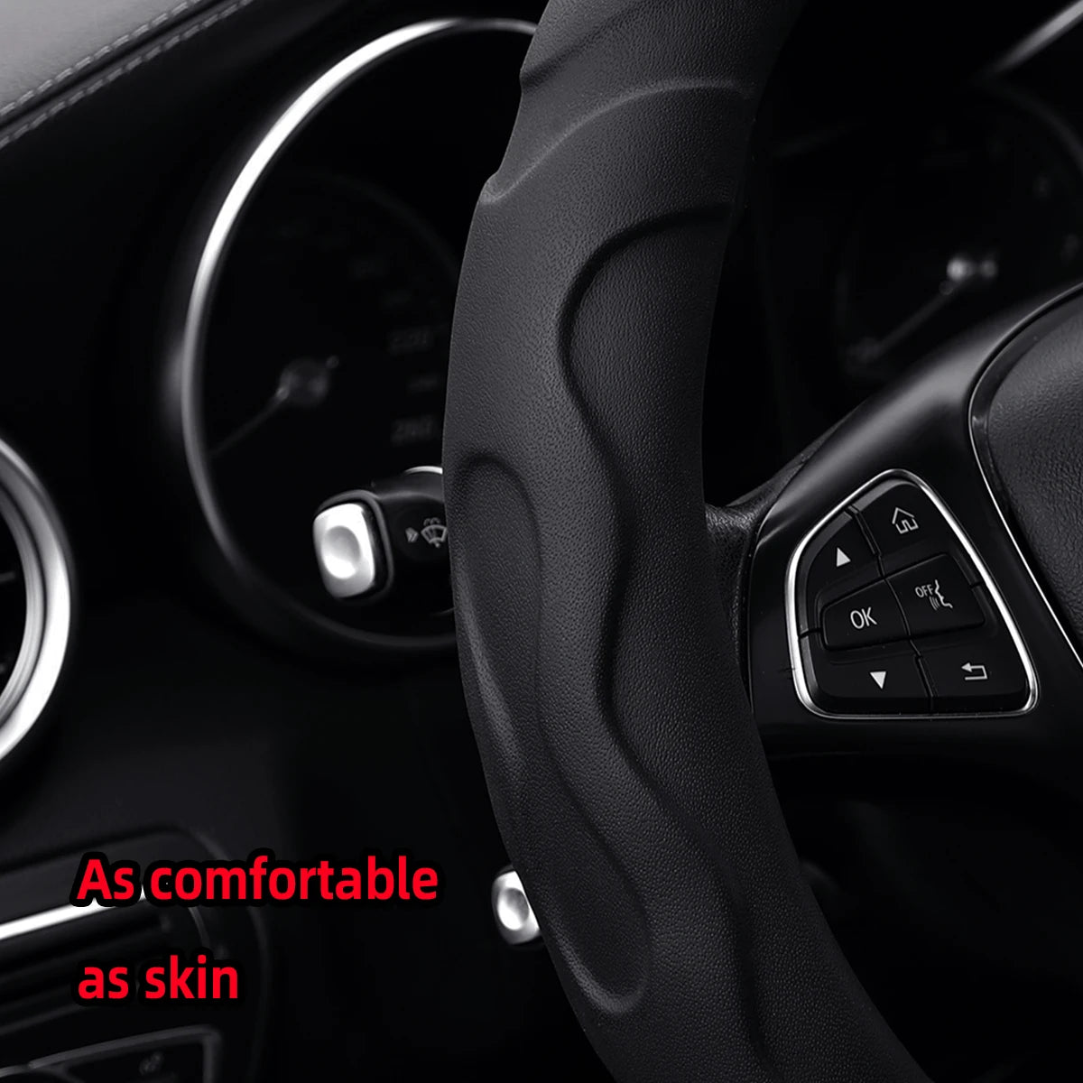 Faux Lambskin Plush Steering Wheel Cover, 14.5 to 15 Inch