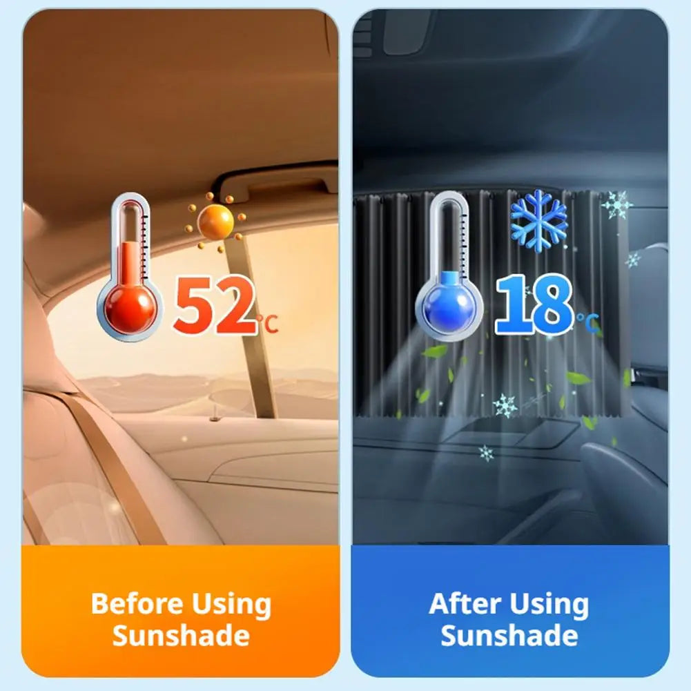 Car Side Window Pleated Sun Shades with Slide Track