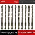High-Four-Edged Serrated Eccentric Drill for Dry Drilling of Ceramic Tiles, Glass, Marble, Concrete, Stainless Steel Drill Bits