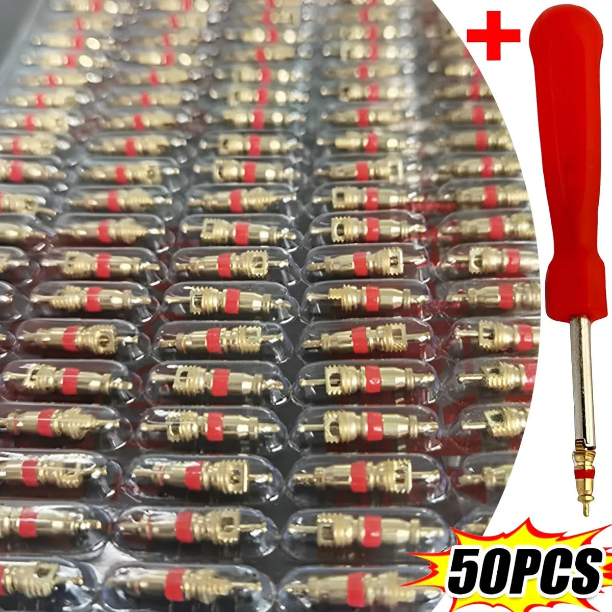 Universal Tire Valve Core Removal Tool Wrench with Copper Valve Cores