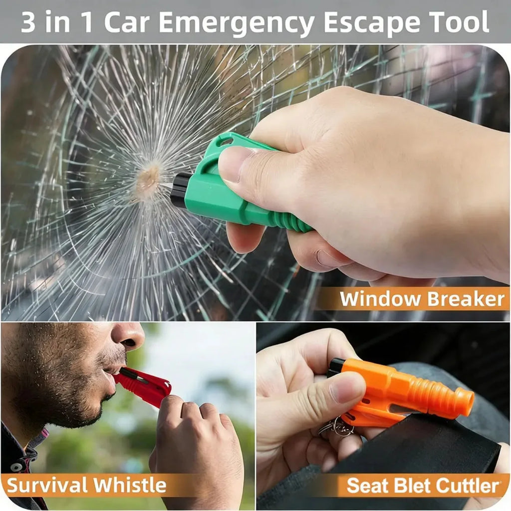 Compact 3-in-1 Safety Hammer Car Escape Tool Window Breaker Seat Belt Cutter Rescue Whistle Emergency Escape Tool Accessories