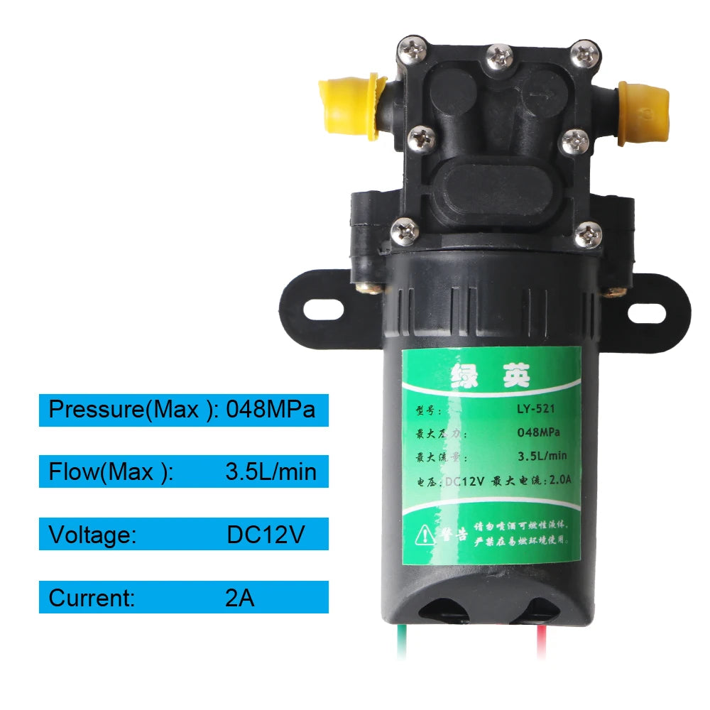Water Spray Car Wash 3.5L/min Agricultural Electric Water Pump Durable Sprayer Accessories Micro High Pressure Diaphragm DC12V