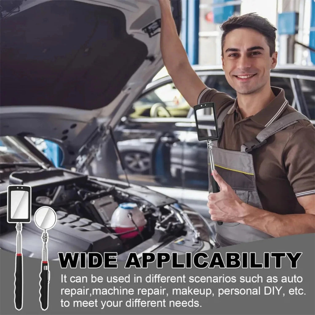 Car 360° Inspection Mirror LED Light Telescopic Inspection Mirror for Check The Condition of Vehicle Automotive Repairs Tools