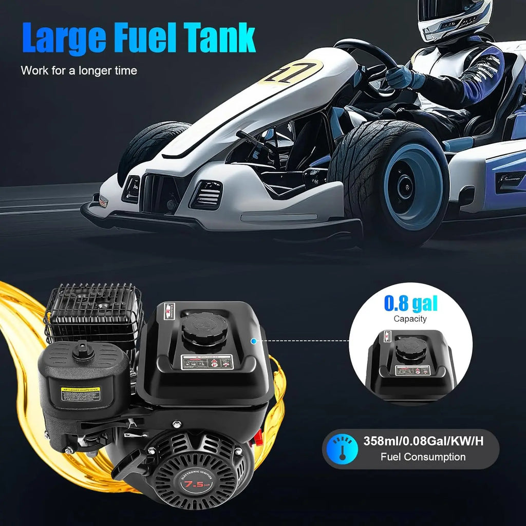 7.5HP 212cc Gas Engine, 4-Stroke Electric Start, 20mm Shaft