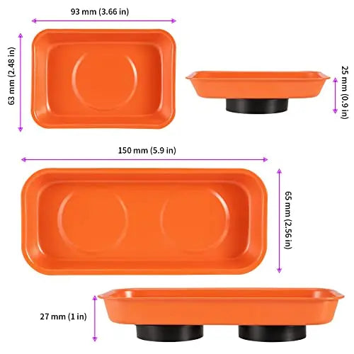 Magnetic Parts Tray Set Stainless Steel Bowl Dish Tool Organizer Holder for Screws Nuts Bolts Auto Repair Garage Workshop