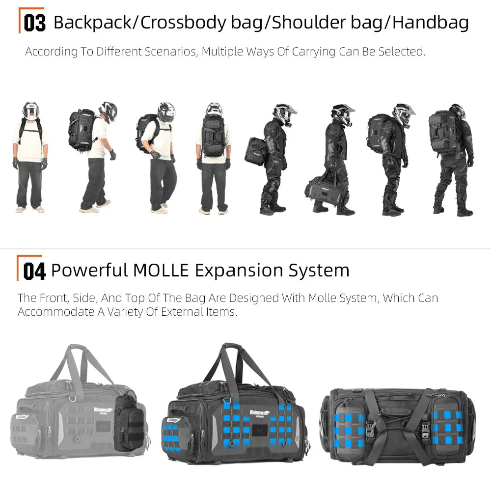 Rhinowalk 50-70L Waterproof Expandable Motorcycle Tail Bag - image 3