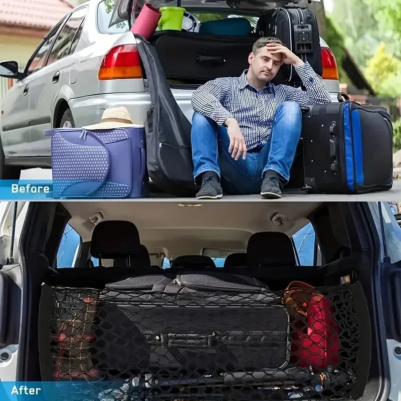Car Trunk Net Universal Car Mesh Bag Auto Rear Trunk Storage Net Luggage Cargo Net Pocket For Car Motorcycle Trucks ATV
