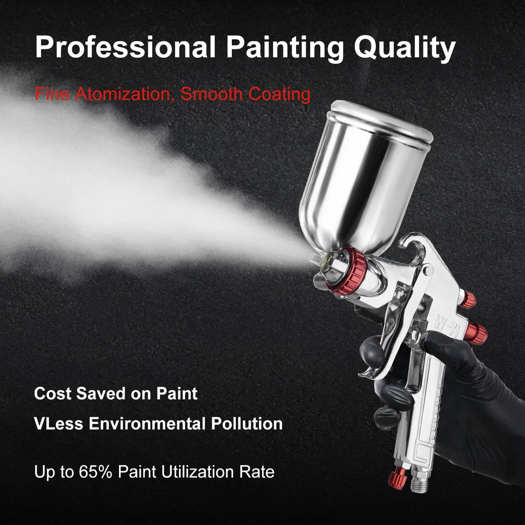 W-71 Pneumatic Paint Spray Gun 1.0/1.3/1.5/1.8mm, 400/600ml Paint Spray Gun Tool Paint Auto Aerograph Tool, Gravity/Siphon