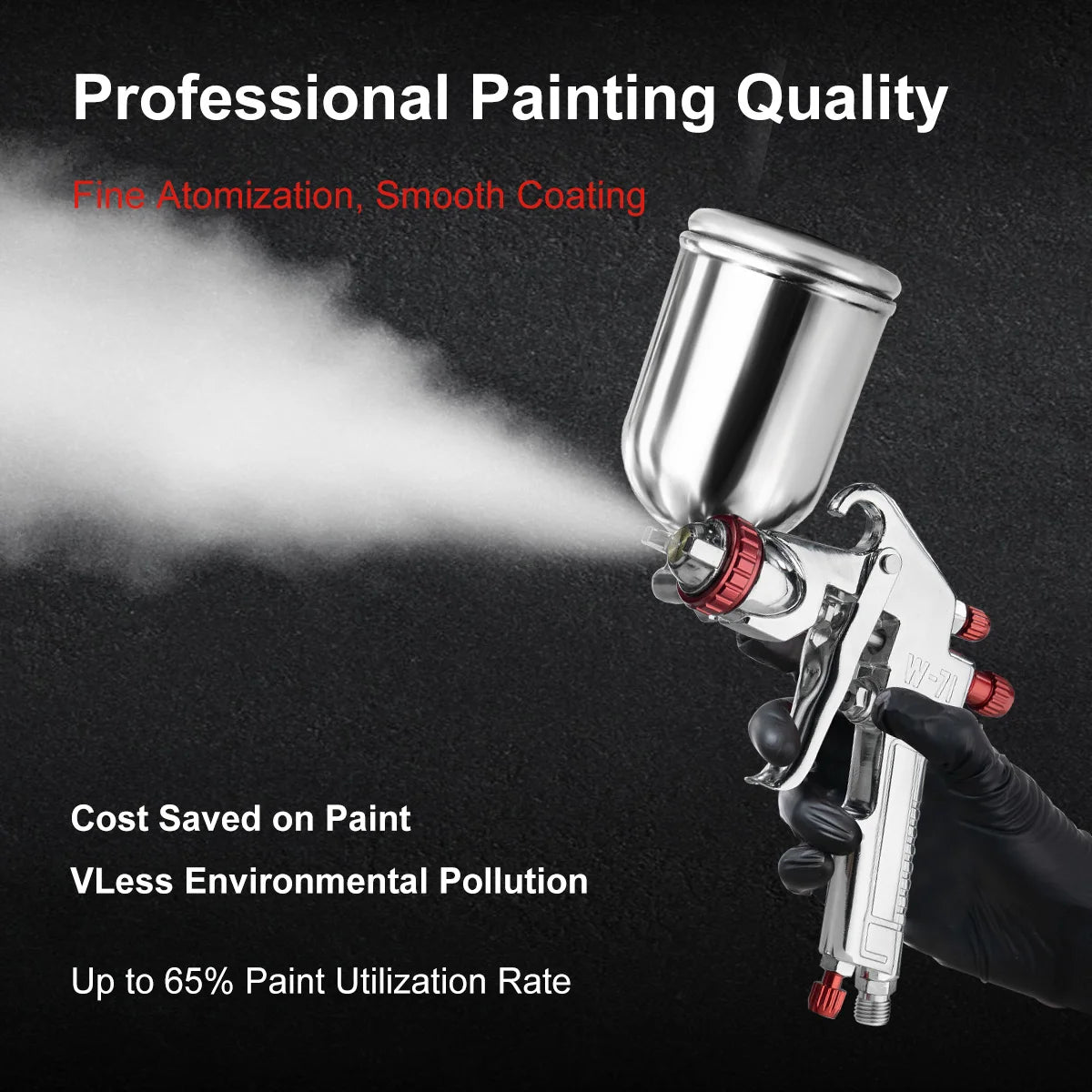 W-71 Pneumatic Paint Spray Gun 1.0/1.3/1.5/1.8mm, 400/600ml Paint Spray Gun Tool Paint Auto Aerograph Tool, Gravity/Siphon