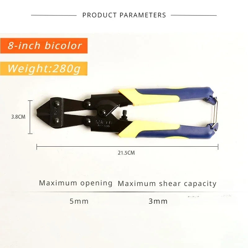 Portable Mini Bolt Cutter 8 Inch Labor-Saving Steel Wire Pliers Ergonomic Handle