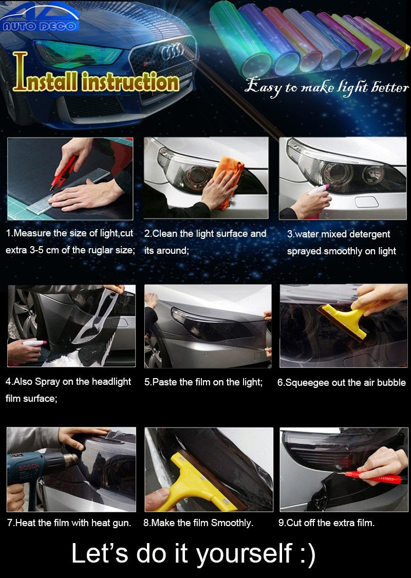 Chameleon Headlight and Taillight Tint Film, 11.8 x 23.6 in