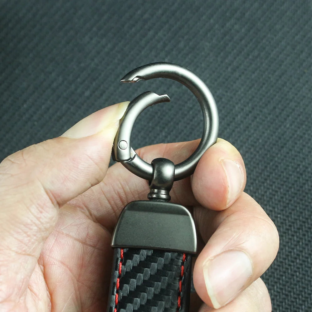 Carbon Fiber Leather Keychain for Chevrolet Silverado Sonic Spark SS - image 3