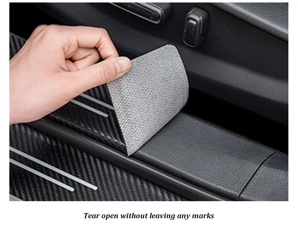 Universal Carbon Fiber Pattern Door Threshold Protector Strips