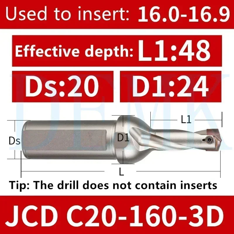 Indexable U Drill with Internal Cooling, 3D-10D, 10-25mm Diameter