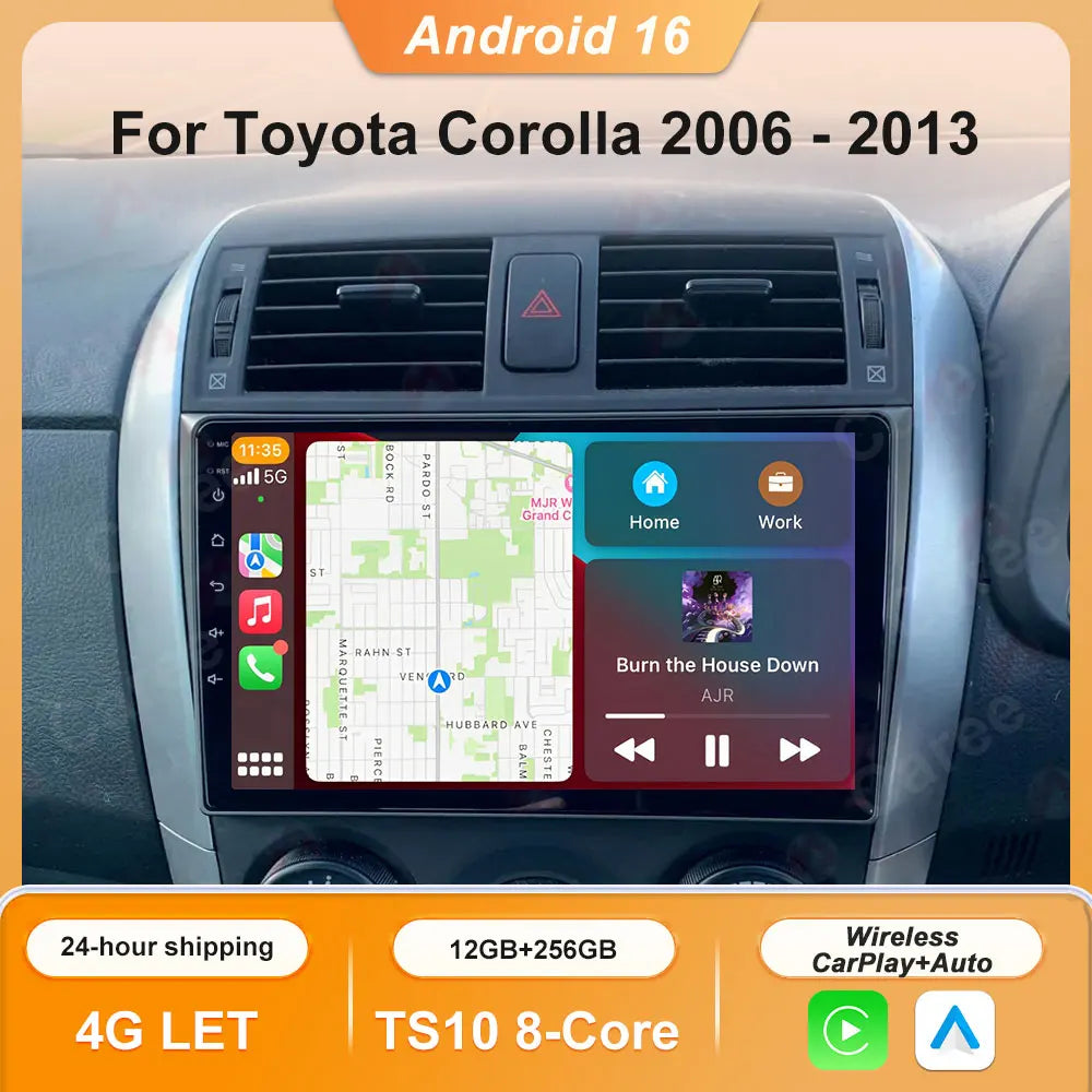 Toyota Corolla 2006-2013 Android 14 9-inch Touchscreen Car Stereo