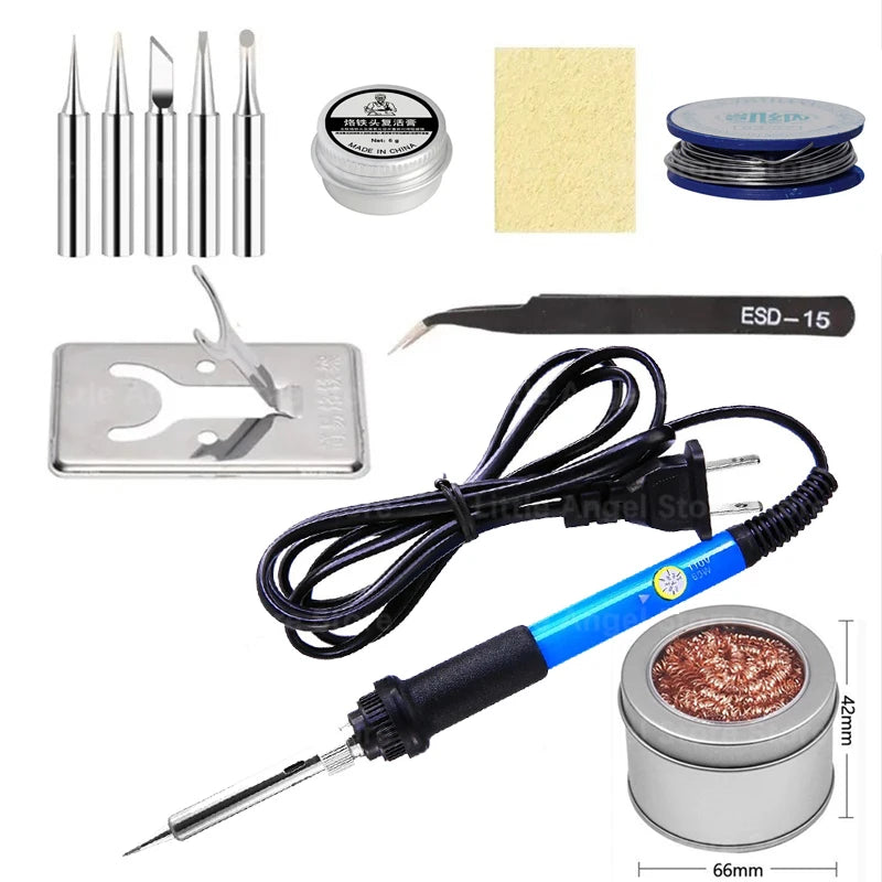 60W Adjustable Temperature Electric Soldering Iron Set, 110V/220V
