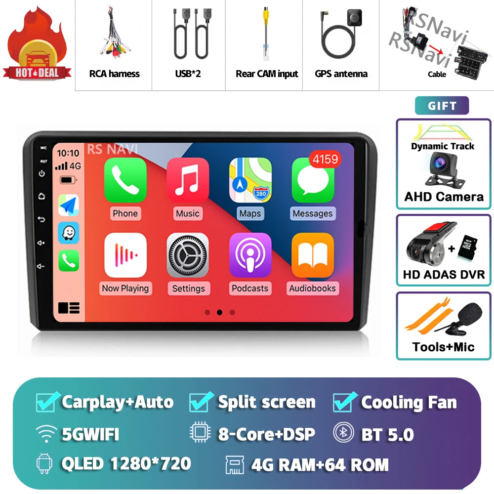 In-Dash Android Auto CarPlay GPS Navigation for Audi A3 2003-2013 - image 12