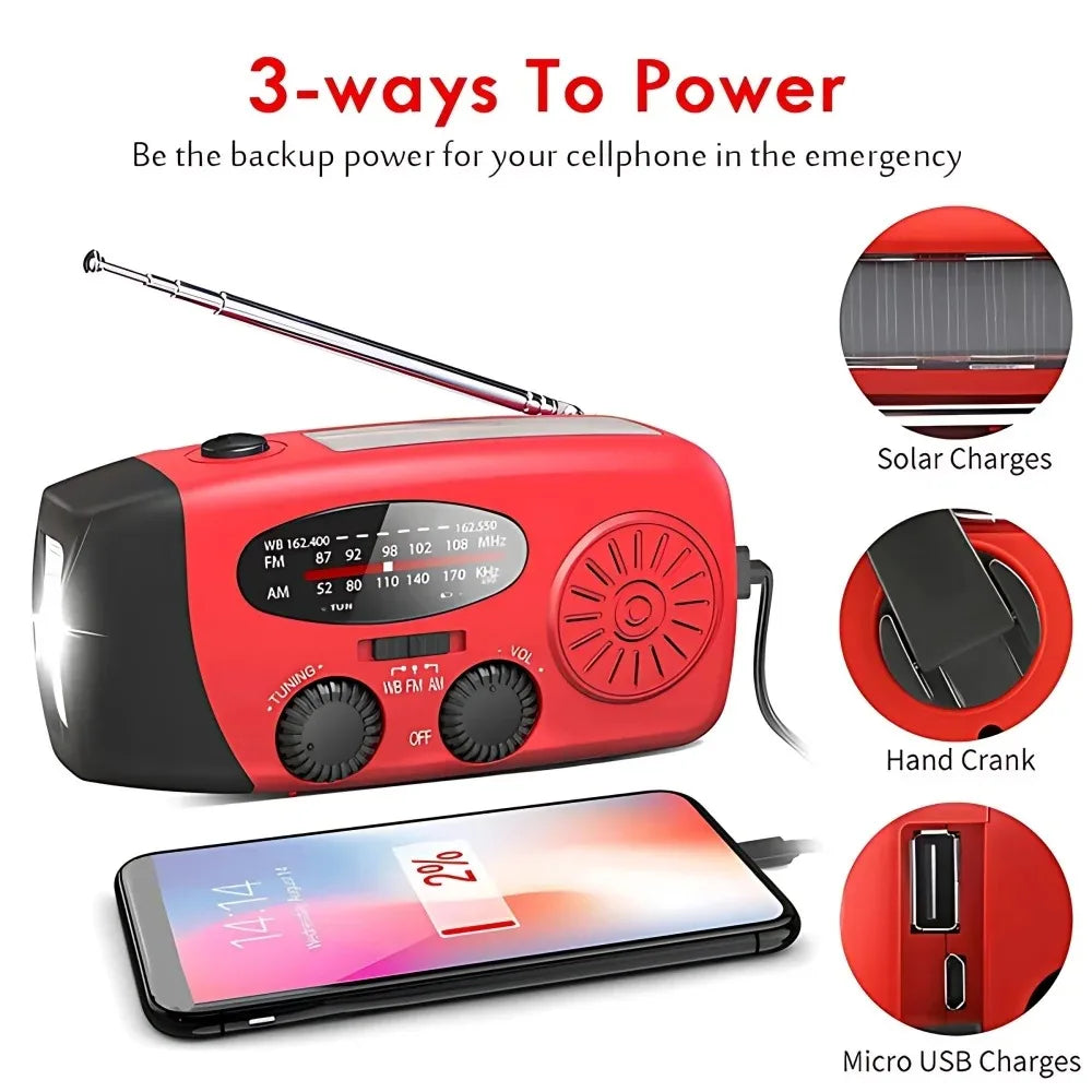 Solar Hand-Crank Emergency Radio with Power Bank & Flashlight - image 5
