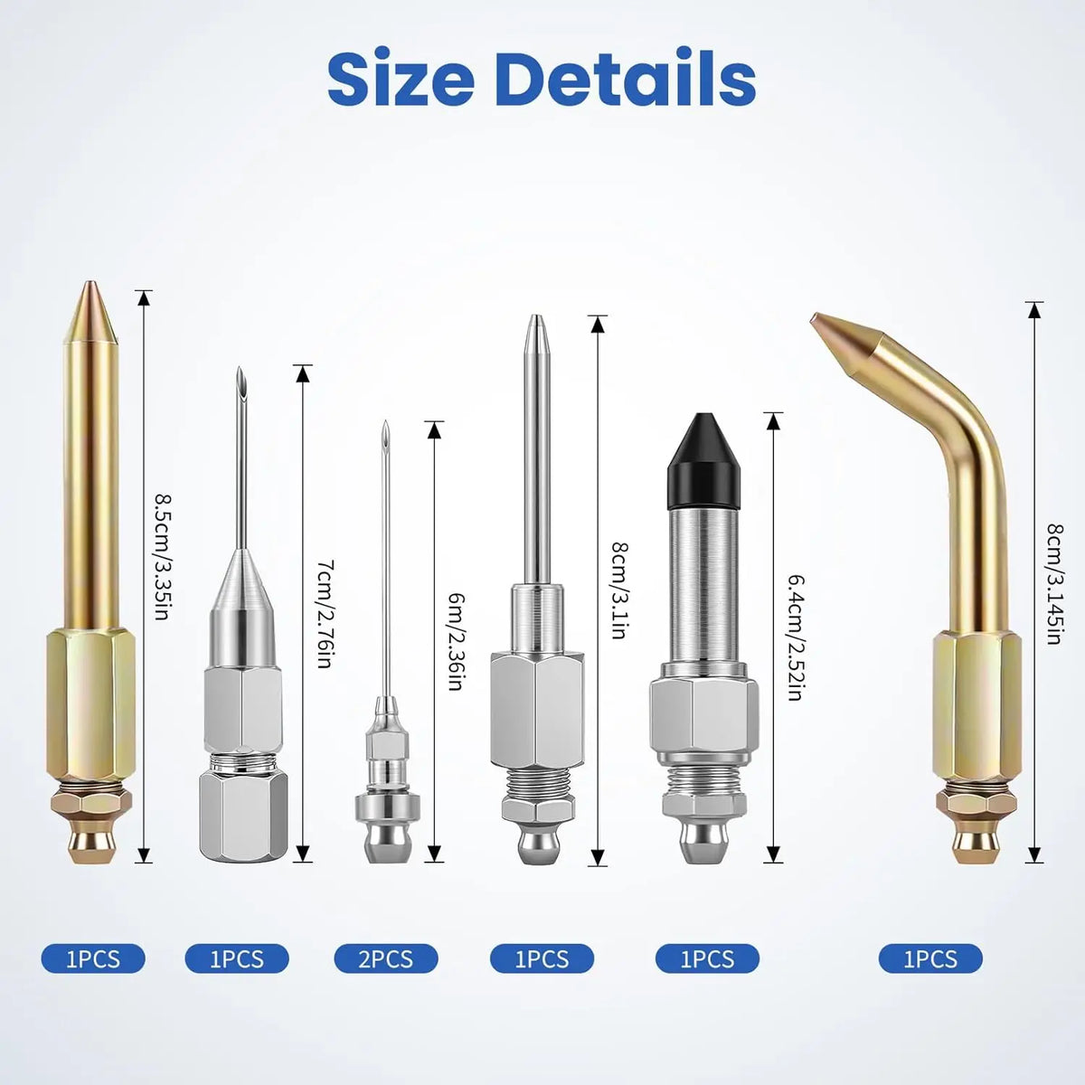 7PCS Grease Gun Needle Tips Accessories Kit Set Mini Needle Dispenser Rubber Joint Nipple Straight Nozzle Coupler Elbow Fittings