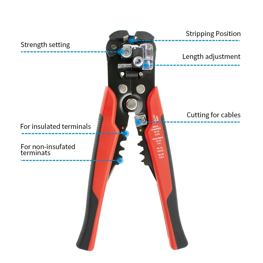 Professional Electrician Wire Pliers Cable Wire Stripper Cutter Crimper Automatic Crimping Stripping Tool