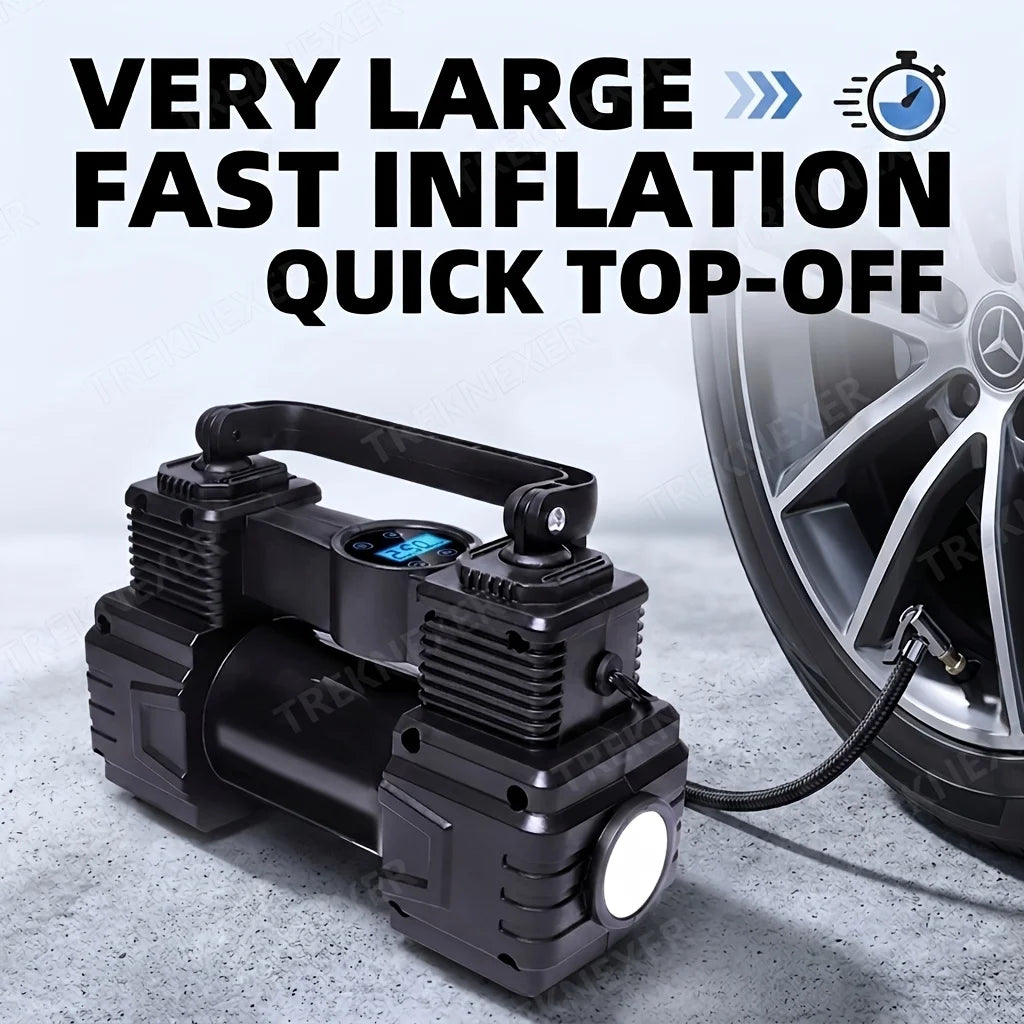 Tire Inflator Portable Air Compressor for Car Tires, 12V DC Auto Tire Pump with Digital Pressure Gauge, Emergency LED Light