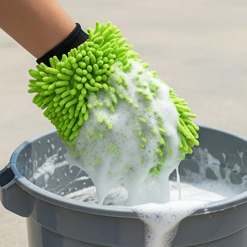 High Density Microfiber Car Wash Mitt, Chenille Scratch-Free Glove for Auto Detailing