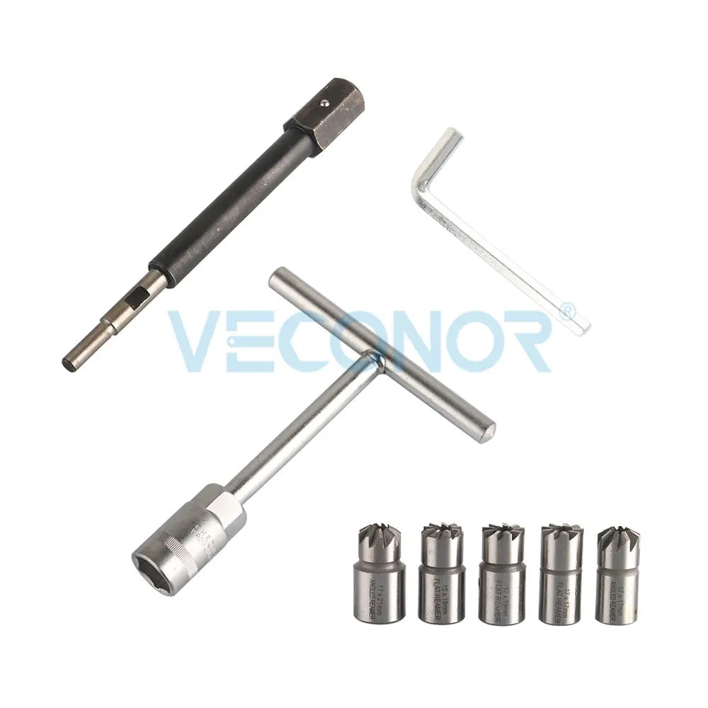Diesel Injector Seat Cutter Cleaner Tool Set 7pcs Flat & Angled Reamers