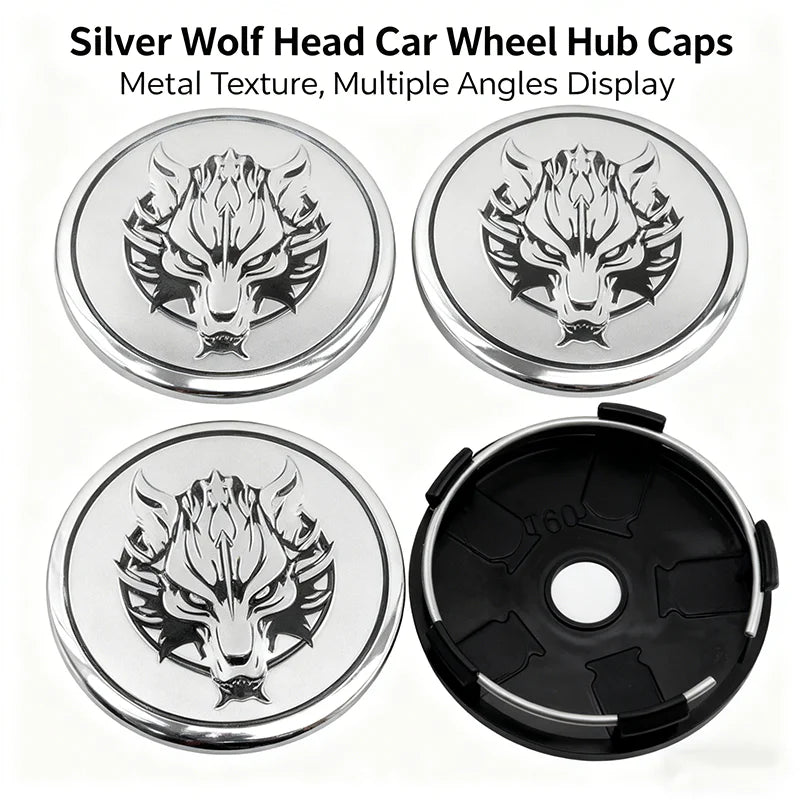Wolf Emblem Wheel Center Hub Caps, 56/60mm 4-Pack - image 3