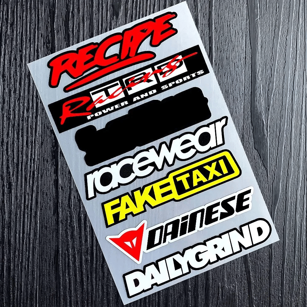 Racing Sponsor-Style Reflective Decal Kit for Car, Motorcycle and Helmet