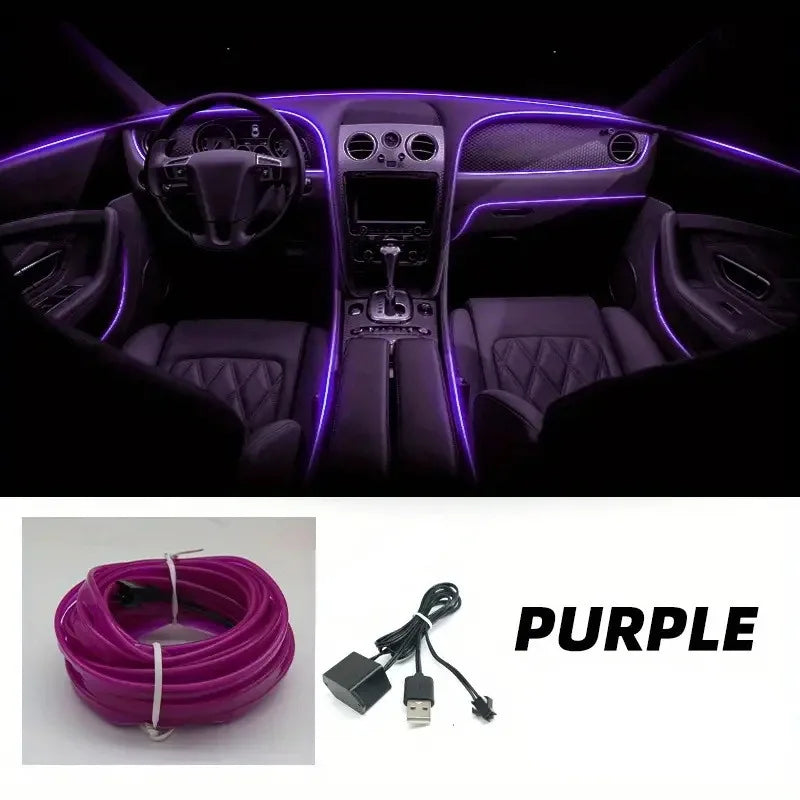 USB LED Neon Strip Light for Car Interior - 5M Flexible - image 7