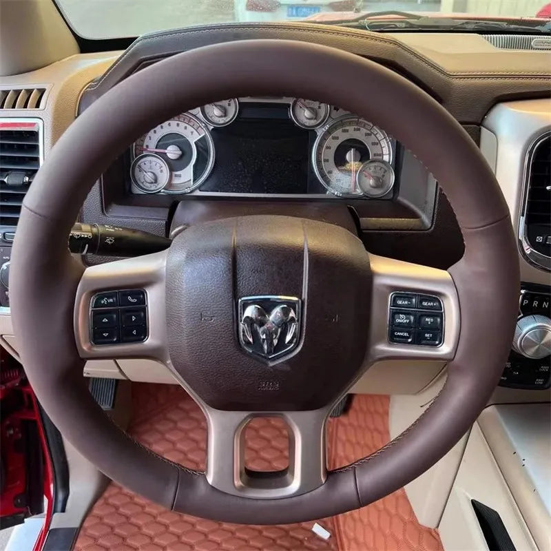Genuine Leather Steering Wheel Cover for Dodge RAM 2012-2022 - image 6