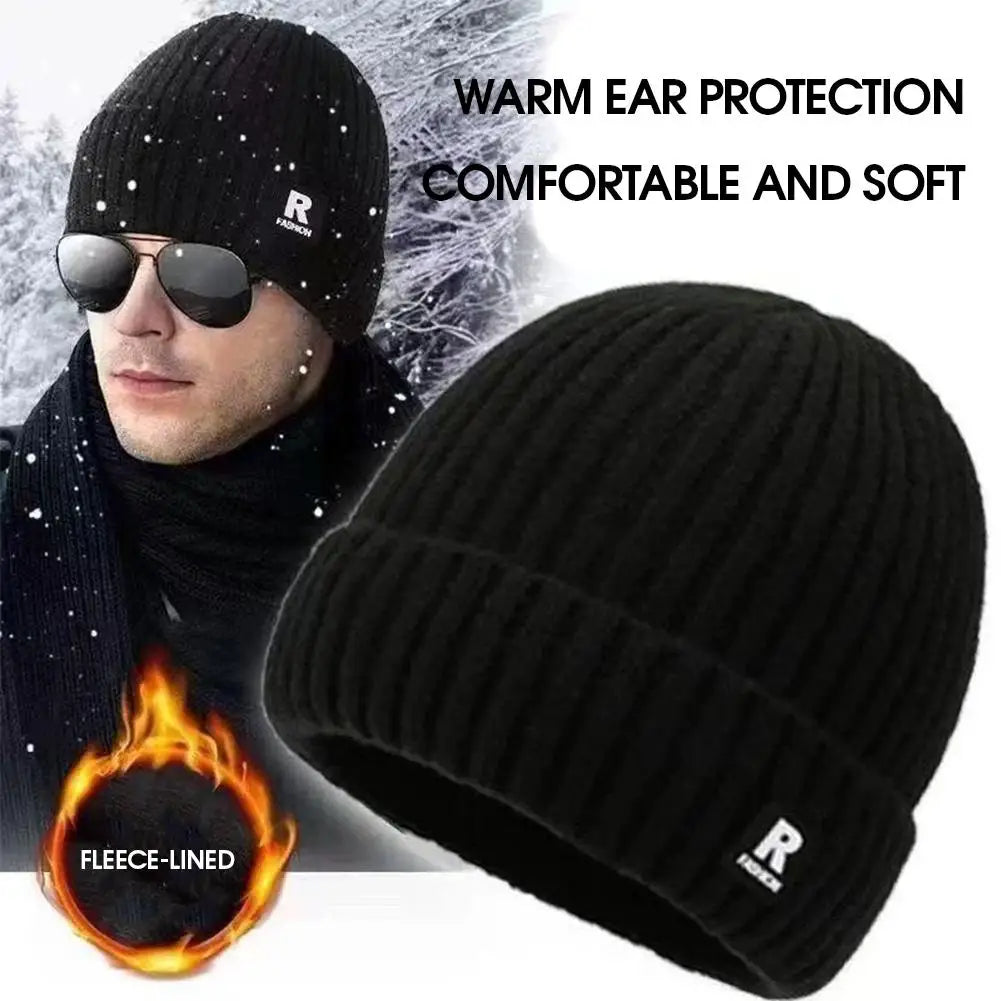 Fleece-Lined Winter Beanie Hat – Thick Knit Wool Cap