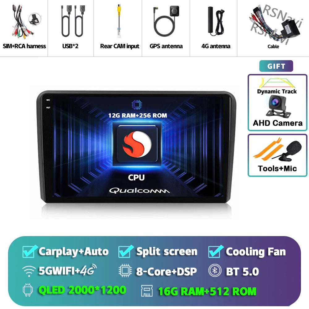 In-Dash Android Auto CarPlay GPS Navigation for Audi A3 2003-2013 - image 15