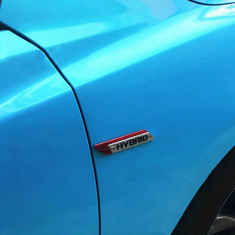Pair of 3D Metal Hybrid Badge Stickers, Universal Car Fitment - view 4