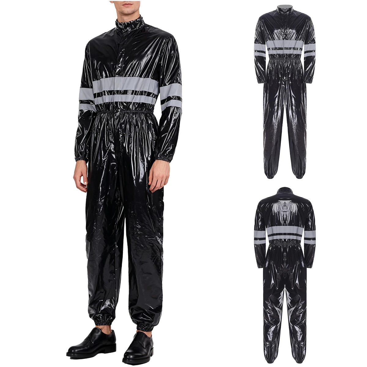 Water Resistant Coveralls for Men with Turn-Down Collar And Elastic Back Design Professional Work Waterproof Jumpsuit