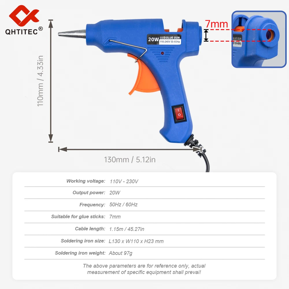 20W Hot Melt Glue Gun with Switch.Suit 7mm Glue Stick Mini Industrial Adhesive Hot Gun Electric Heat Temperature Gun Repair Too