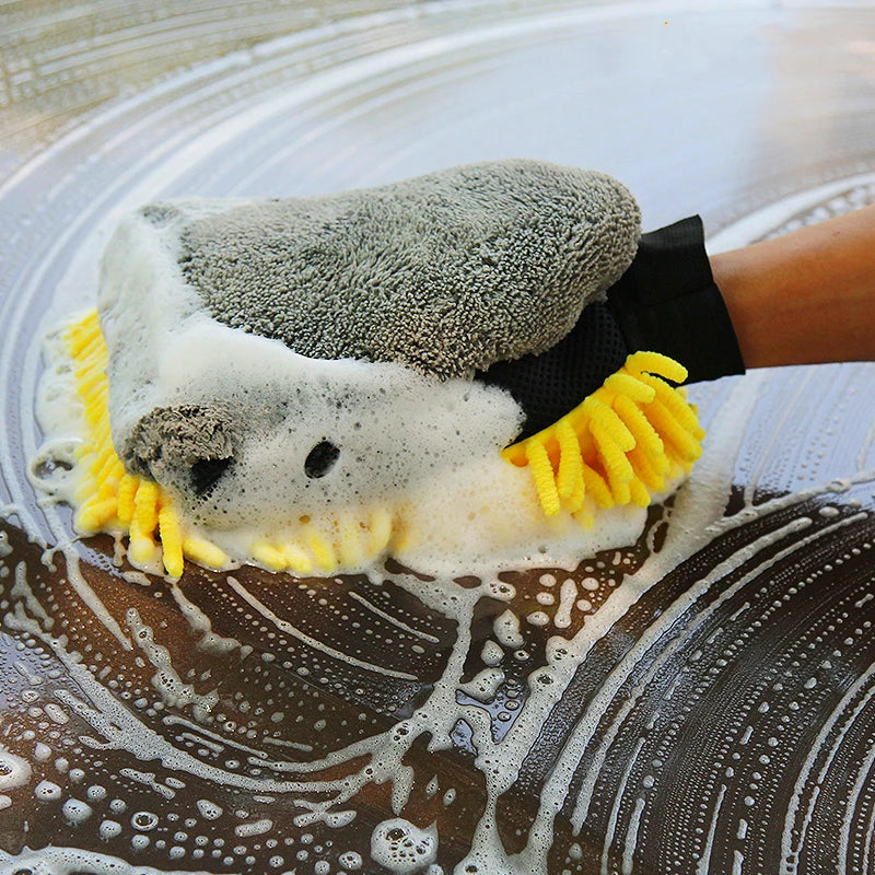 Waterproof Microfiber Chenille Car Wash Glove, Large Double-Faced Cleaning Mitt