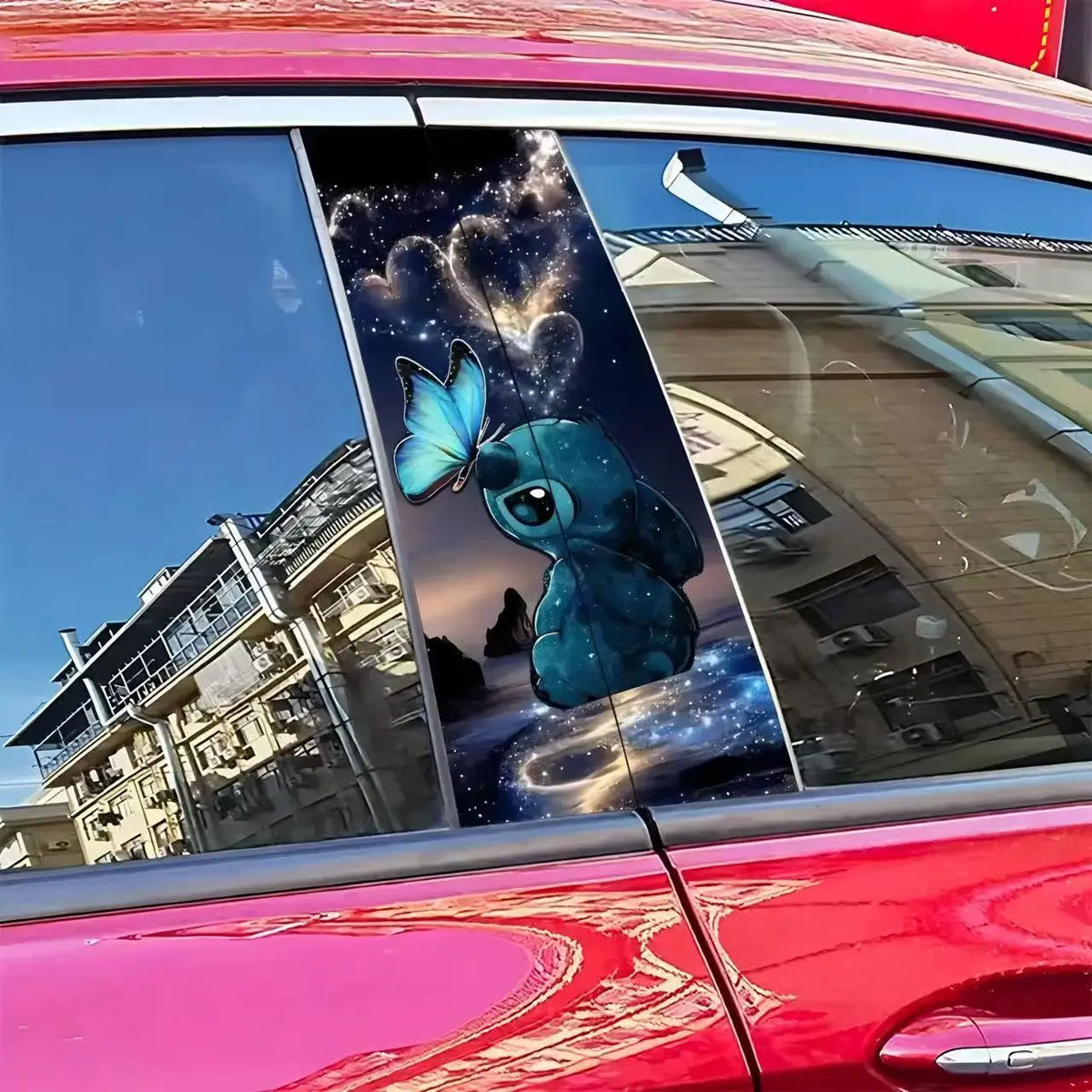 Blue Diamond Butterfly B-Pillar Car Decal, 2pc