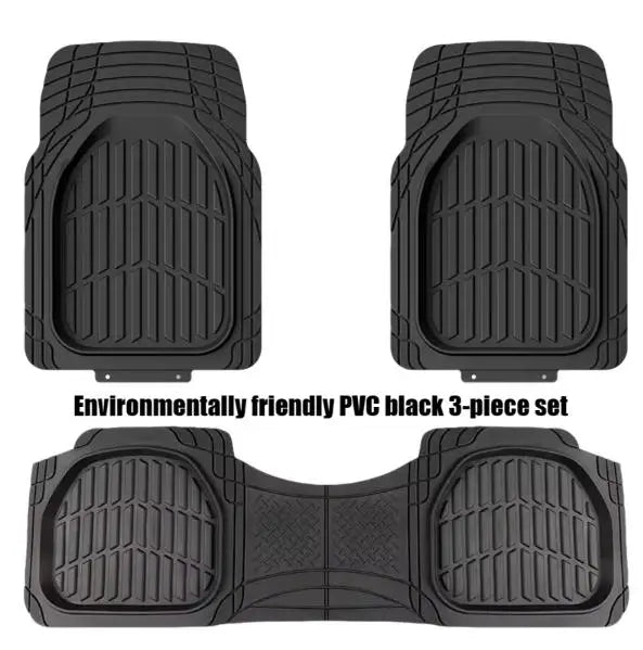 3 Piece Universal PVC Car Floor Mats Anti Slip Waterproof Durable All Weather Rubber Mat Set For Car Interior Protection Kit