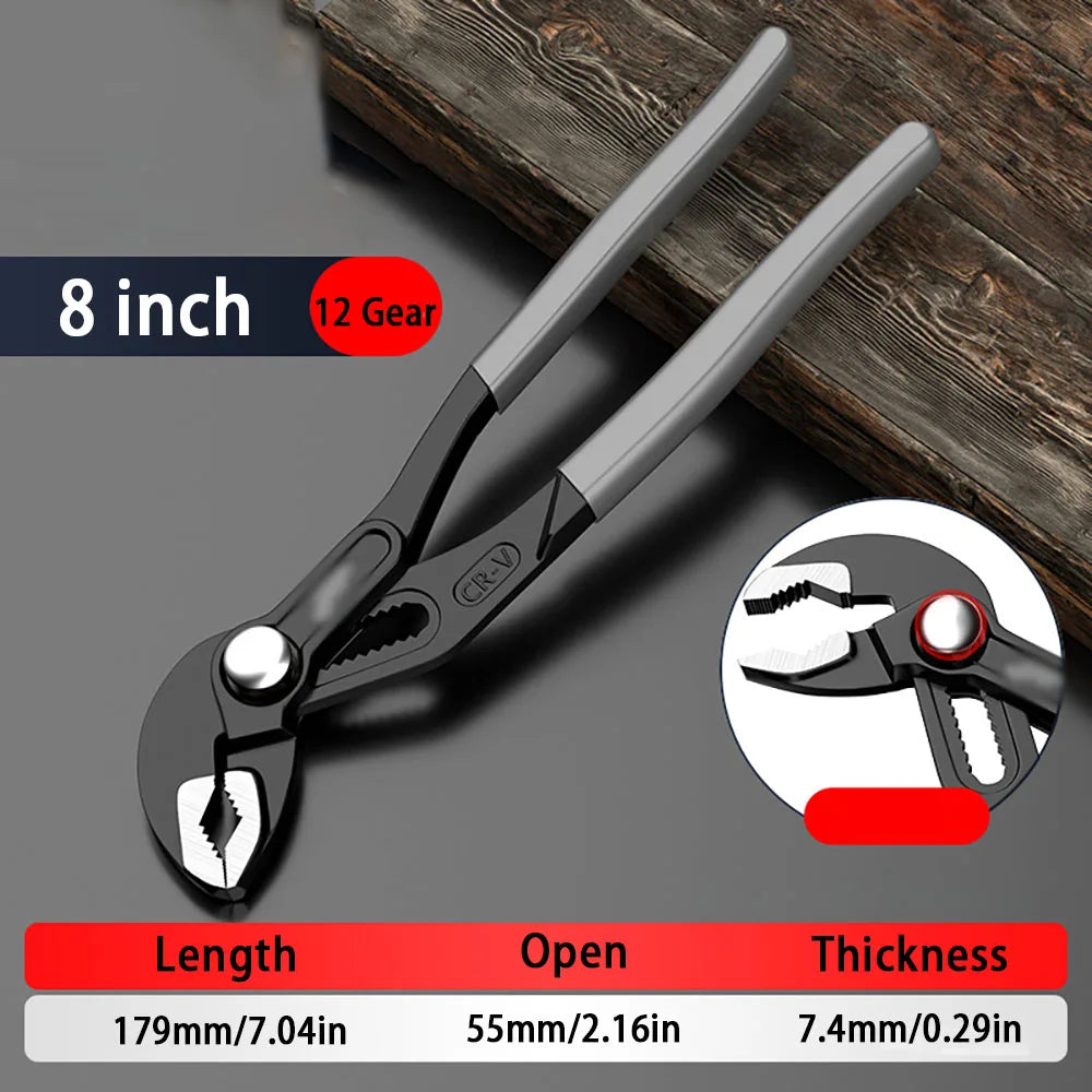 1pc Water Pump Pliers Plumbing Pipe Wrench Adjustable Clamp DIY Multi-Function Tool