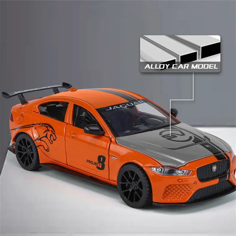 1/24 Jaguar XE SV Project8 Alloy Sports Car Model Diecast Metal Racing Car Model Simulation Sound Light Collection Kids Toy Gift