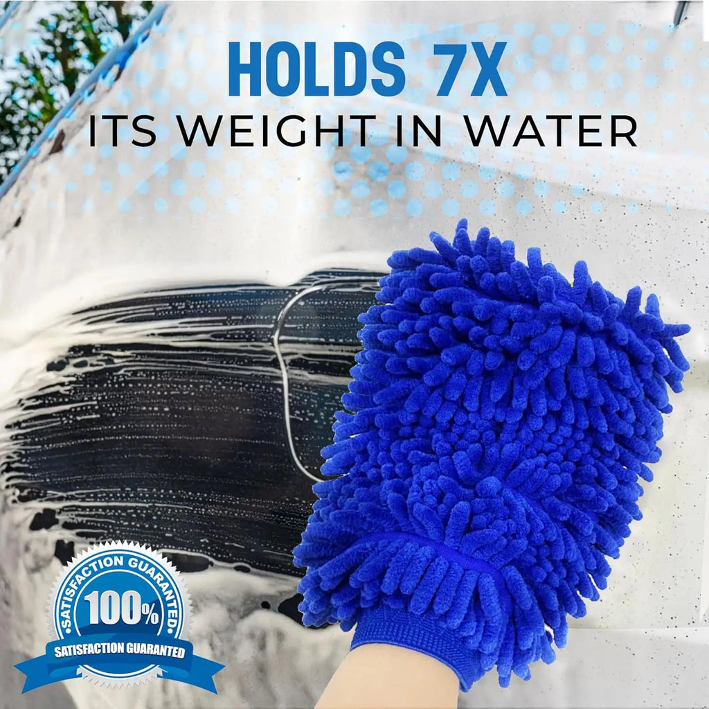 Plush Microfiber Car Wash Mitt Chenille Detailing Glove for Cars Trucks and Motorcycles