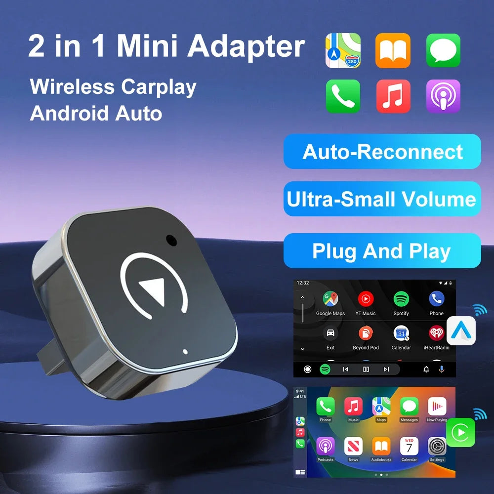 Wired to Wireless CarPlay and Android Auto Adapter, 4 Models